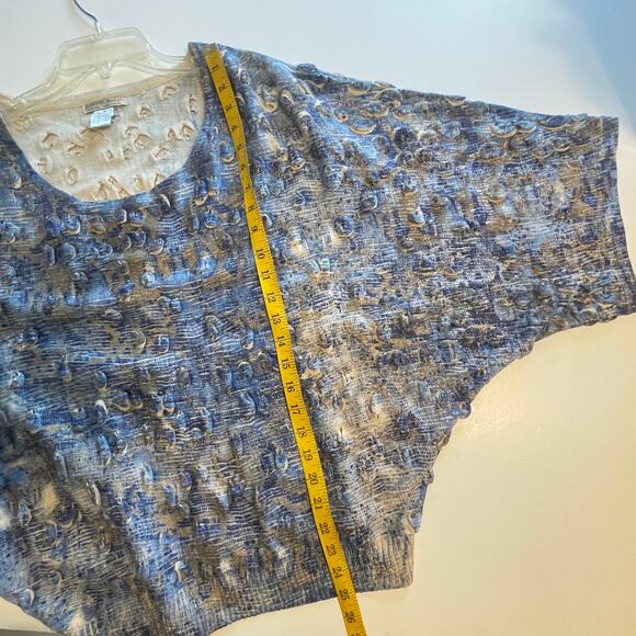 Alberto Makali 3D Sweater Womens XL Blue & Gold Dolman Sleeve Wool Blend Artsy - Picture 7 of 7